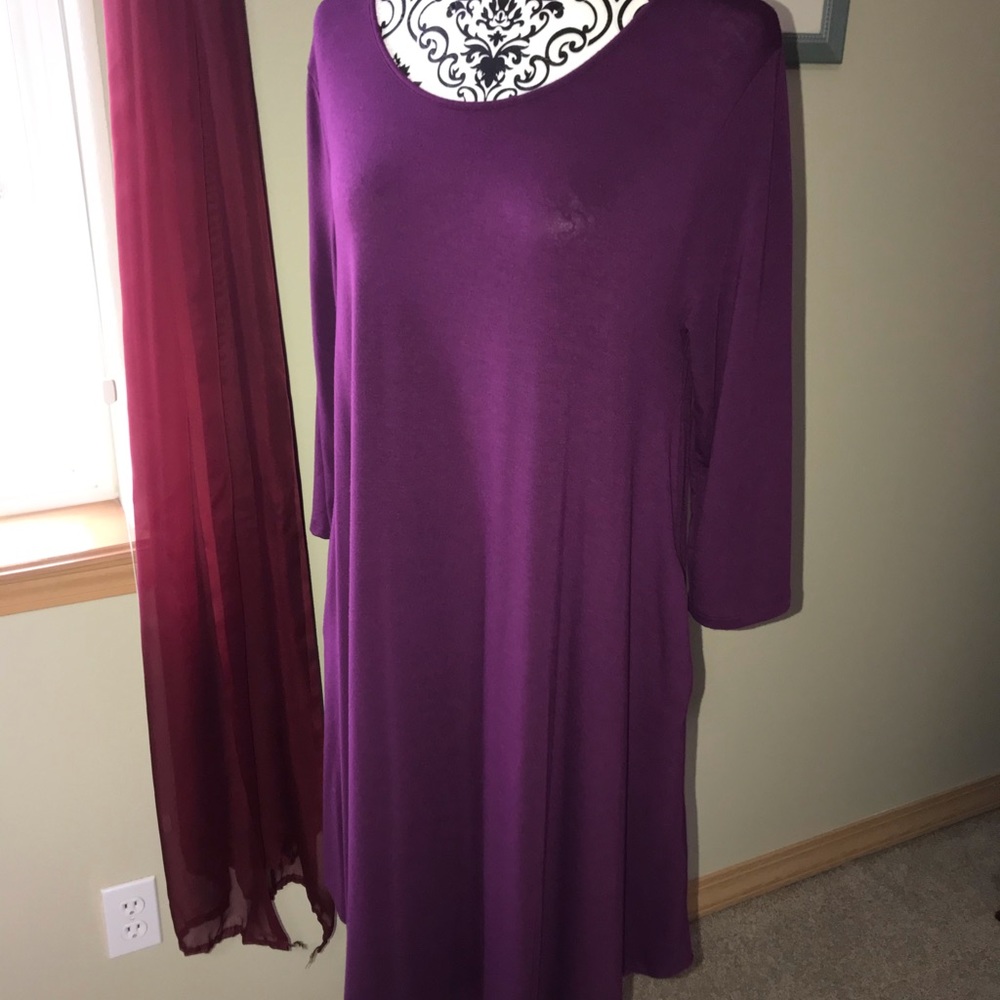 Purple t shirt dress with pockets. Never worn.